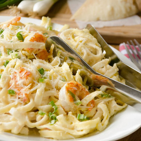 Creamy Garlic Prawns Fettuccine